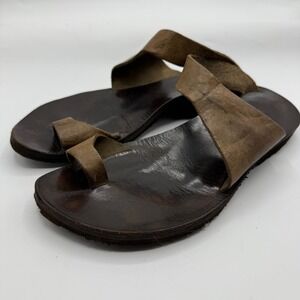 CYDWOQ Handmade in USA Leather Thong Sandals‎ Minimalist Comfort Size 38 Brown